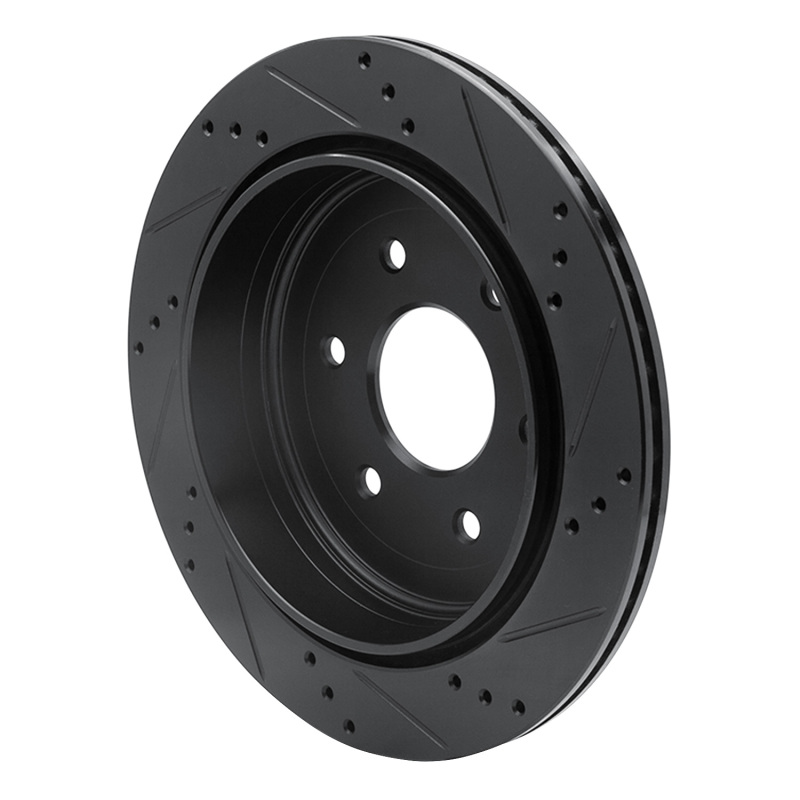 Infiniti QX56 Brake Rotor (1) - Rear Left - R1 Concepts - Drilled & Slotted - Black - `10-`24